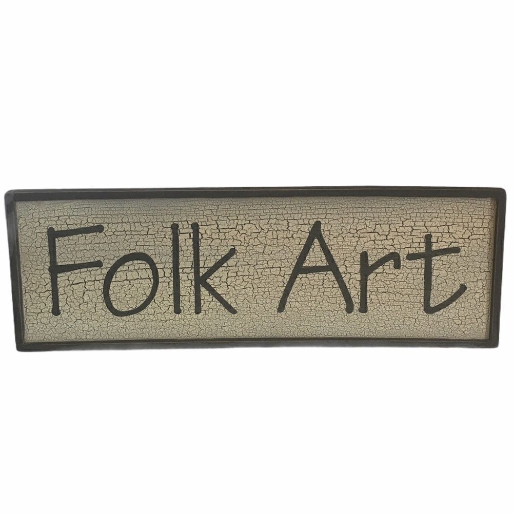 Vintage Framed "FOLK ART" Sign Size H: 20.5" x 7"